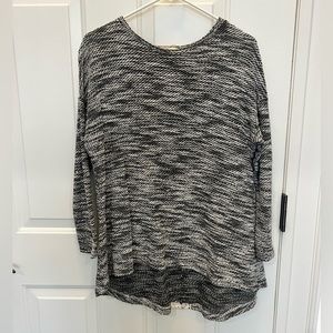 Orange Caramel Black and White Sweater with Lace Detail- Size Medium
